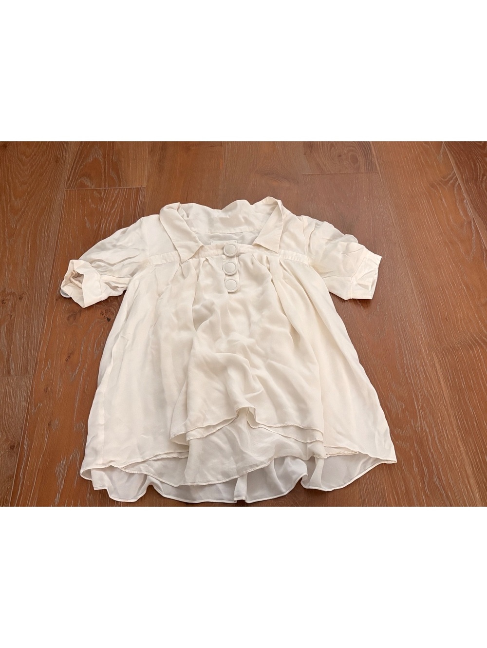 Madison Marcus Cream 100% Silk Blouse Button Detail Cottagecore Small